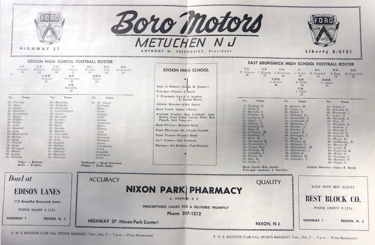 1965 - Booster club @ the Pines - Best Block & Edison Lanes phone # - #22 Sam Pearson, Drew's older bro - #42 Logan All-State catcher - Rusnock & Vietnam...& more just leave a comment!
@EHSSouthside @ehsgridiron https://t.co/Vp45AA9sfo