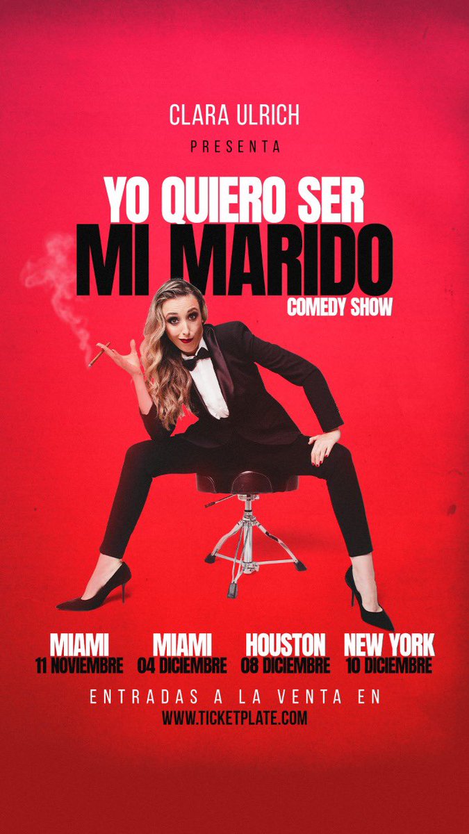 LasKiwi's tweet photo. Este jueves se estrena en miami el nuevo Show de comedia de @Claraulrichok “YO QUIERO SER MI MARIDO” , esa función esta SOLDOUT pero les dejo el link para el 4 diciembre en miami, 8 de Dic. en Houston y el 10 Dic. en NY. https://t.co/Y2K11P4chI https://t.co/qpVzhO2fBX