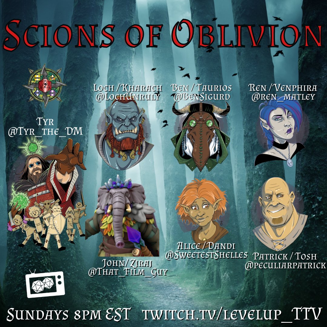 LevelUpTTV's tweet photo. Scions of Oblivion| Will this game also start off in combat? How many YB will Tyr get from the party? Tune in tonight at 9pm EST on LevelUp_TTV #WOTD #dnd #dnd5e #ttrpg #discussion #dice #diceomancer #diceomancy #talkshow #newthings #fun #letstalk #tabletoprpg #twitch https://t.co/nv5ao5WTVs
