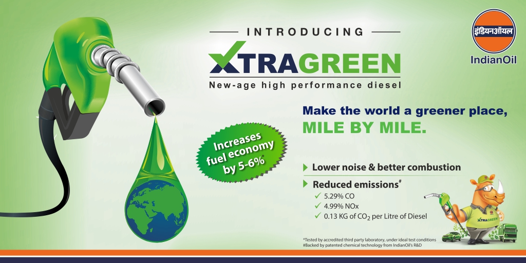IndianOilcl's tweet photo. We're making every mile count with the all new high-performance fuel- 'XTRAGREEN'. A fuel that increases fuel efficiency by 5-6%* and at the same time reduces carbon emissions by up to 5.29%*. Make your vehicle proud!

#IndianOilRhino https://t.co/qytrFvczys