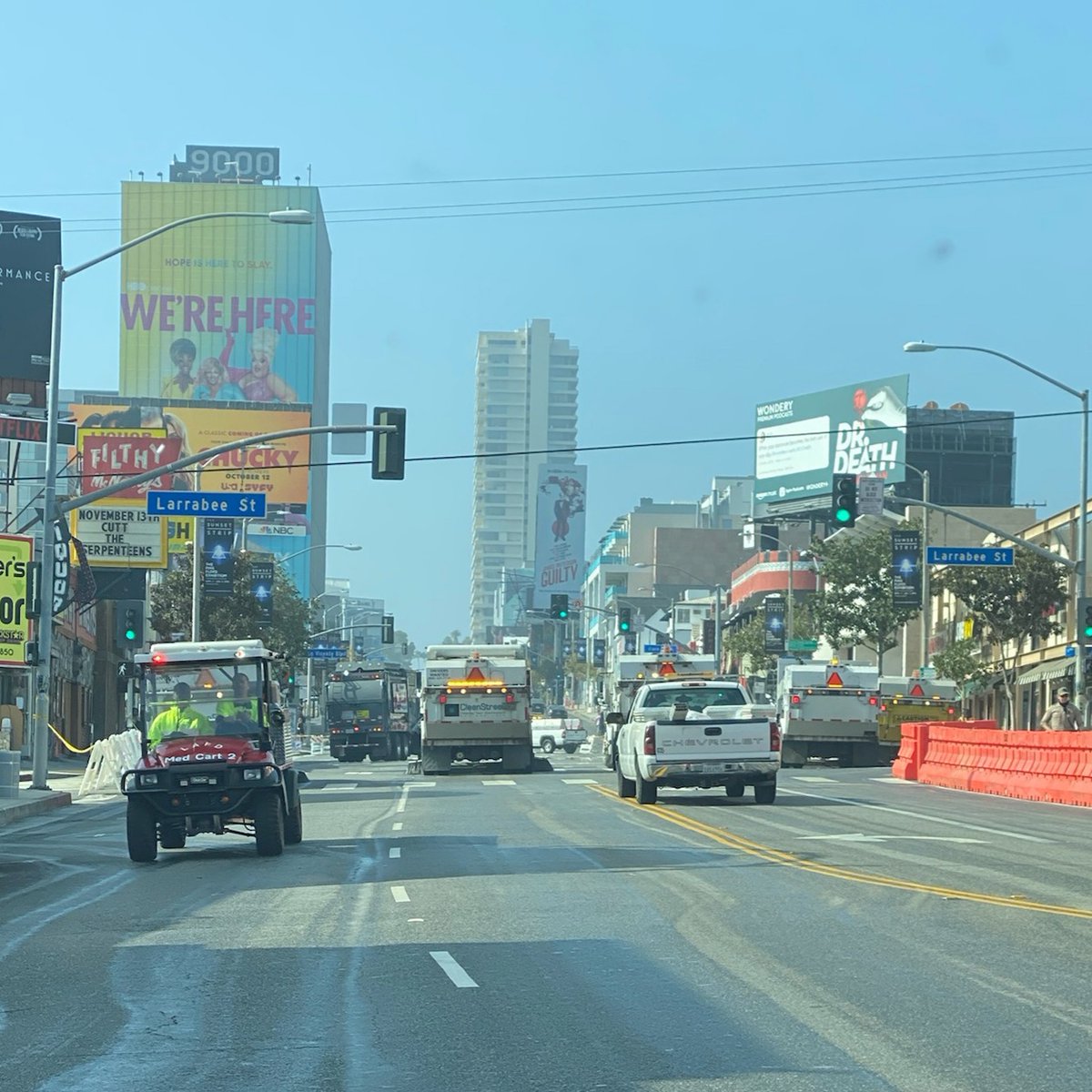 UnifiedLA's tweet photo. As the #LAMarathon passes by and streets clear, unified agencies work together to clean up and restore transit routes. In the images, you can see street sweepers passing through #WeHo to freshen up the streets for re-opening.

#LAMarathon #LAMarathon2021 #WeRunLA #GoRunLA https://t.co/bTKxubF5Va