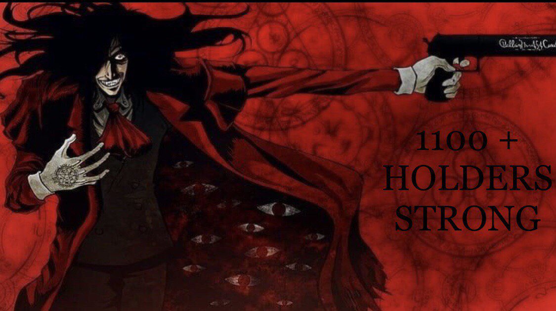HellsingInu's tweet photo. 👹It’s been 5hrs and we’re already celebrating 1100+ Strong!!!

👹#HellsingInuArmy 

👹We see you and we hear you. We are STRONG!!! 

🔥LFG  #HellsingInu https://t.co/0ZpyPIDuqA