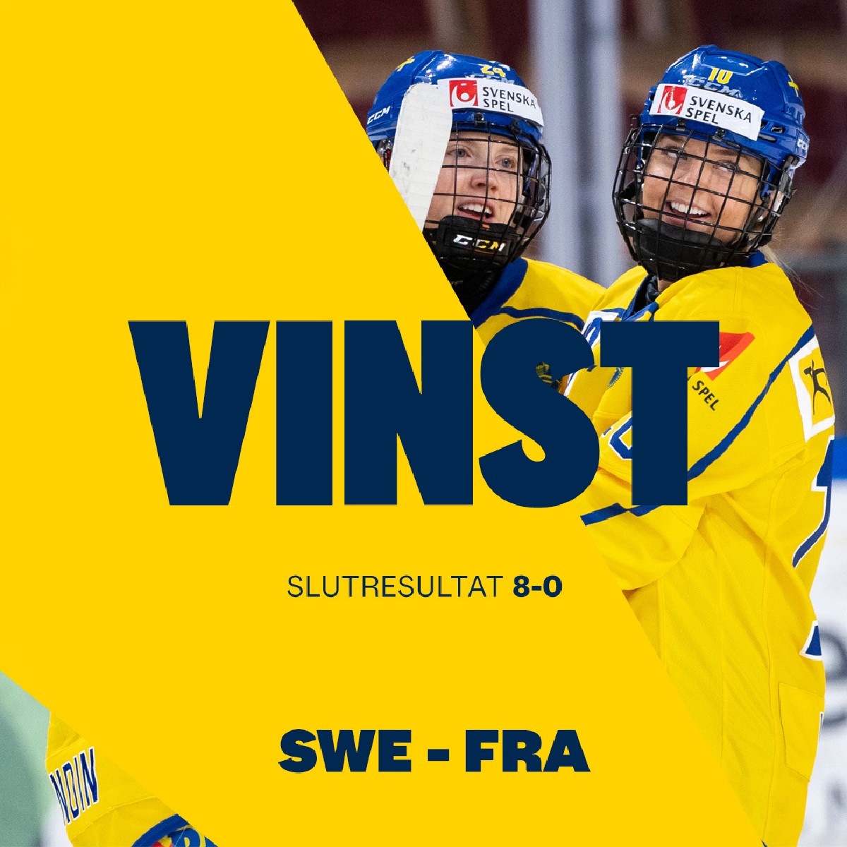 Trekronorse's tweet photo. Det blev målkalas i Luleå 💥 Damkronorna vann träningsmatchen mot Frankrike med 8-0 efter mål av Waxin, Hjalmarsson, Lundin, Ljungblom, Nylén-Persson, Olsson, Wikner-Zienkiewicz och Fällman. Både Grahn och Söderberg fick speltid i det svenska målet. #damkronorna #OSkval https://t.co/kwtdZhDpDJ