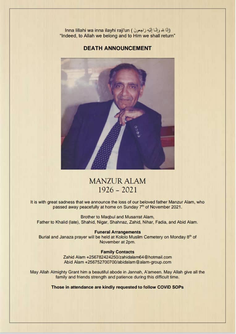 casementsug's tweet photo. “I have fought the good fight, I have finished the race, and I have remained faithful.”

It’s sad to announce the loss of a great man. Mr Manzur Alam passed away peacefully at home on Sunday, 7th of November 2021.

May his soul rest in eternal peace🙏🏽 https://t.co/qV5QMu4FtC