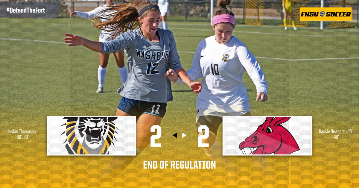 Jordan Thompson ties it up by redirecting a free kick from Cailey Perkins just outside the goal right before the end of the second half to send the match to overtime!! #DefendTheFort