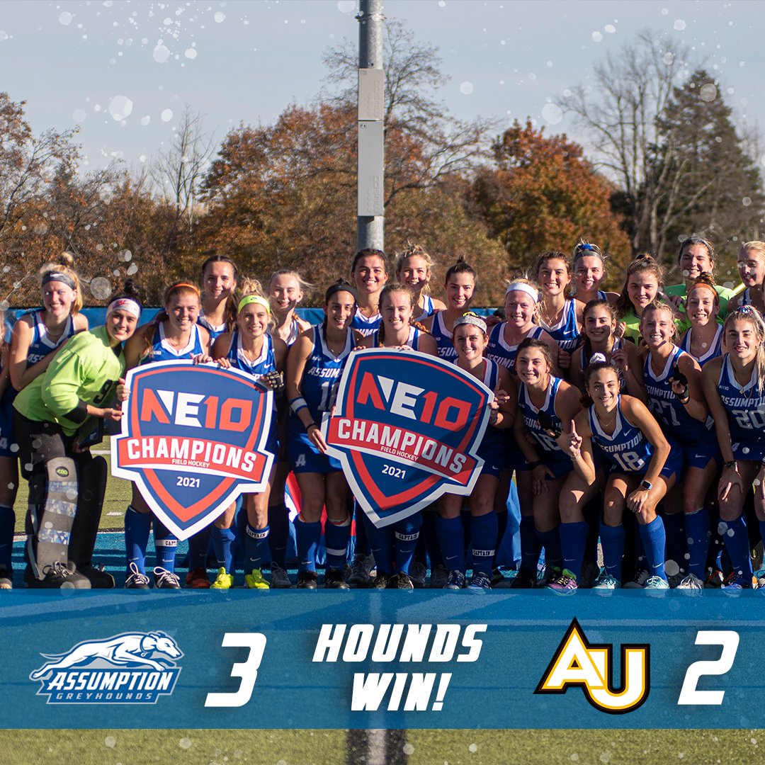 Assumption University Athletics (@goassumptionu) on Twitter photo . <a href="/assumption_fh/">Assumption University Field Hockey</a> is Northeast-10 Conference CHAMPIONS!!! The Hounds defeated Adelphi 3-2 in the Championship game at Brian Kelly '83 Stadium! Kylie Gargiulo was named the Most Outstanding Player! Full recap: bit.ly/3BNvqQ4 . <a href="/assumption_fh/">Assumption University Field Hockey</a> is Northeast-10 Conference CHAMPIONS!!! The Hounds defeated Adelphi 3-2 in the Championship game at Brian Kelly '83 Stadium! Kylie Gargiulo was named the Most Outstanding Player! Full recap: bit.ly/3BNvqQ4