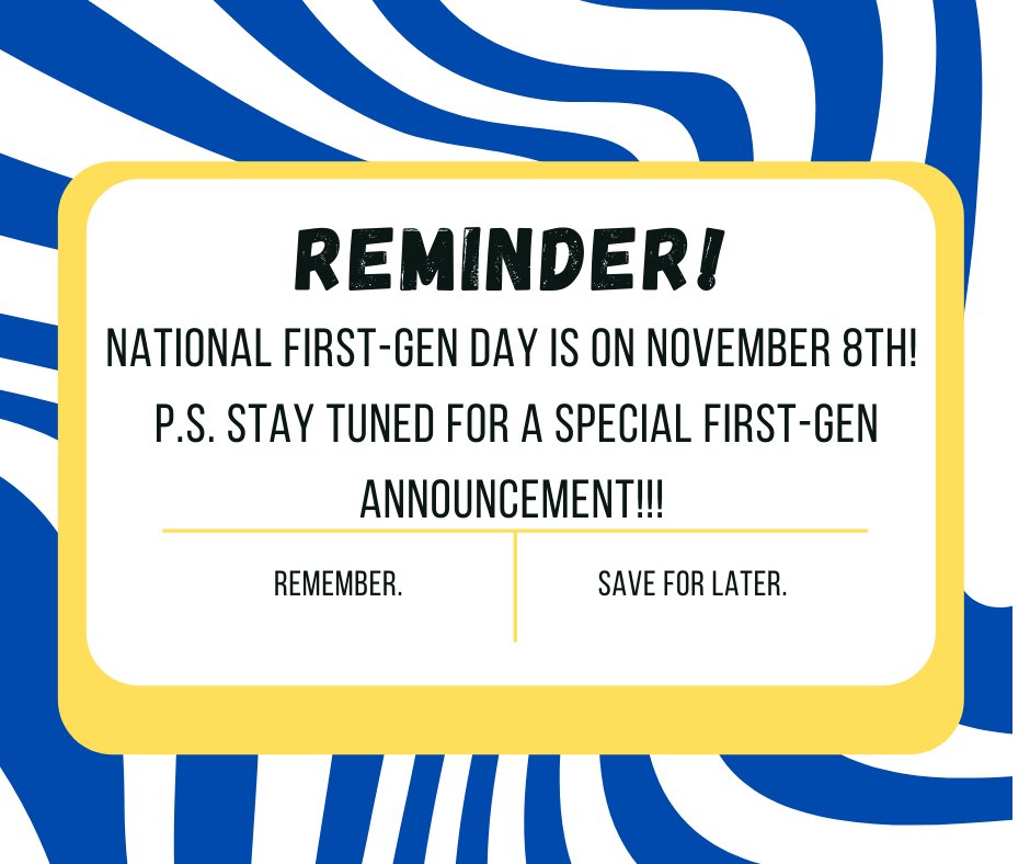 FirstGenAlumni's tweet image. 📣📣📣📣#nationalfirstgenday is tomorrow Monday, Nov. 8th!
STAY TUNED FOR A VERY SPECIAL #firstgenalumni ANNOUNCEMENT we can’t wait to share it with all of our #uclafirstgens and #uclafirstgenalumni !!   #Gobruins