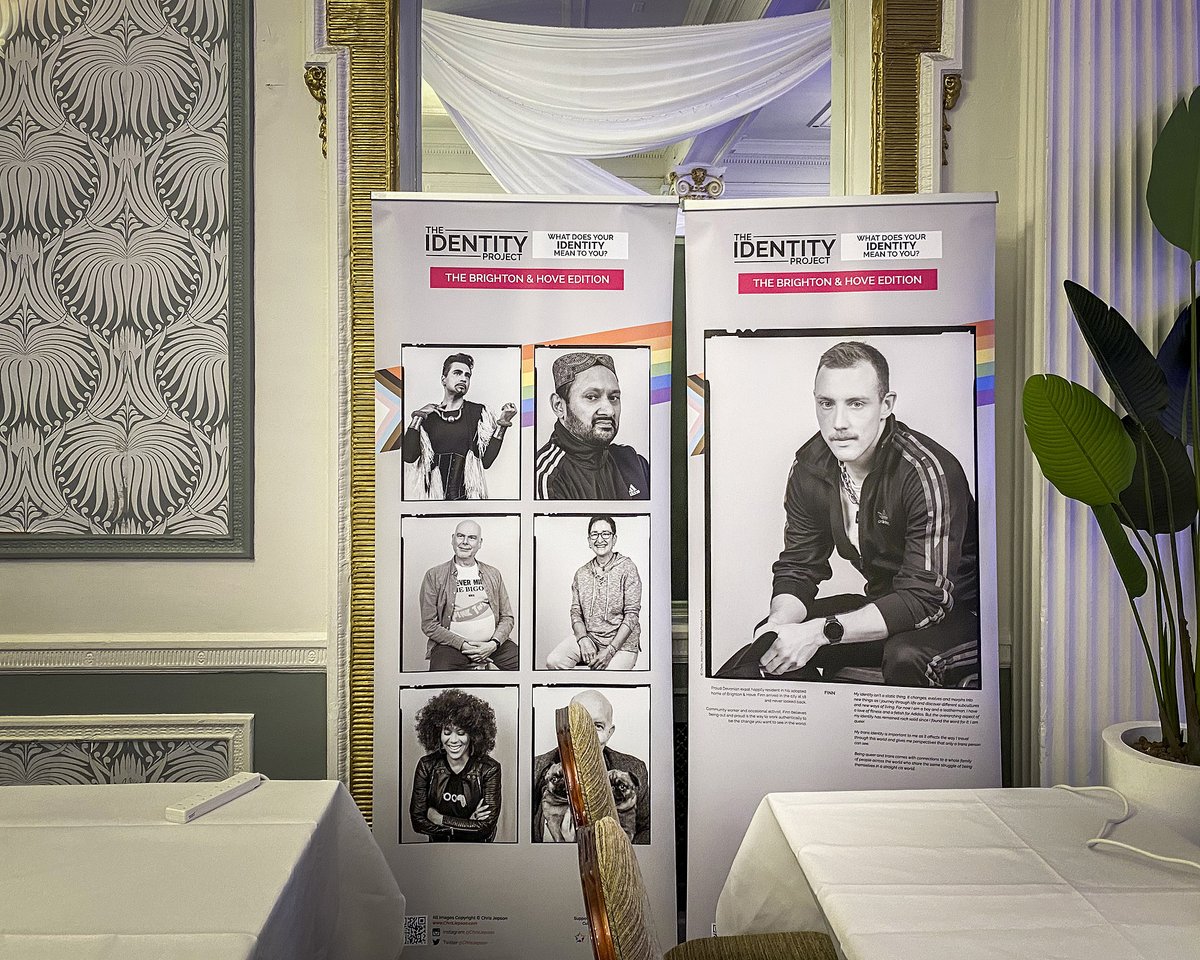 ChrisJepson's tweet photo. Excited to have an installation of my Identity Project opening tomorrow for 1 week for the Federation of @GayGames Annual General Assembly at the #MercureBrighton.
The international delegates will be surrounded by our glorious queer community for 5 days 😀
https://t.co/vOZP2oBfkA https://t.co/aB6ezq0PhD