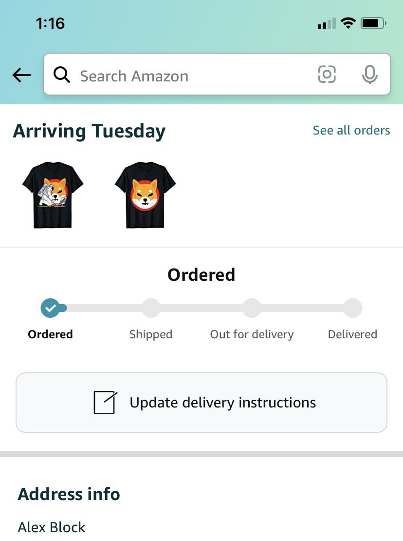 alex_block14's tweet photo. For real a couple $shib shirts lol theyre coming Tuesday y’all maybe a new ATH okaaaayyy? Lol https://t.co/8rDxAUbd0I