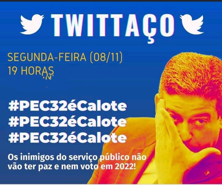 reformaadmnao's tweet photo. Não se esqueçam do nosso tuitaço amanhã pessoal✊ juntos vamos derrubar a reforma administrativa, não só agora, mas nos próximos mandatos também. https://t.co/d74whE8Muy