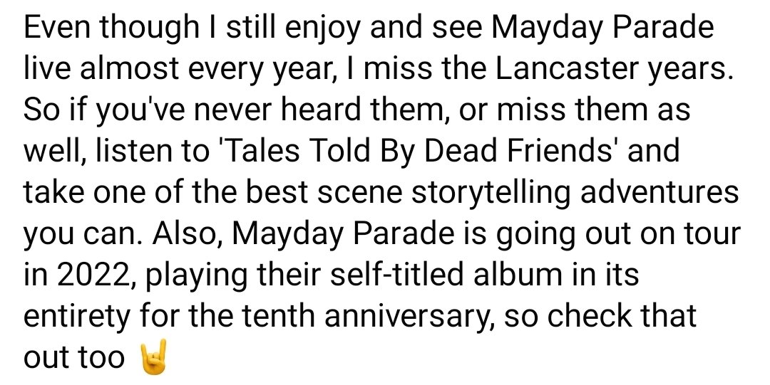 realIanScene's tweet photo. It's Day 197 of My Scene Reunion (or Breakdown from the Past) π€
Today, I listened to 'Tales Told By Dead Friends' by #MaydayParade!
Check out my thoughts below π
#PopPunk #emo #PopRock #dualvocals #alternative #scene #scenetalk #musictalk #scenemusic #sceneclassics https://t.co/kyBvZ5eBPD