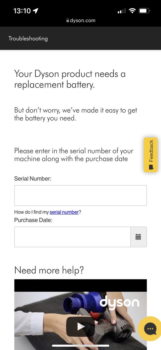 grahambishop's tweet photo. @Dyson when needing a replacement battery how can finding the serial number and remembering the date you bought it be described as easy! https://t.co/PSdIv7vtHH