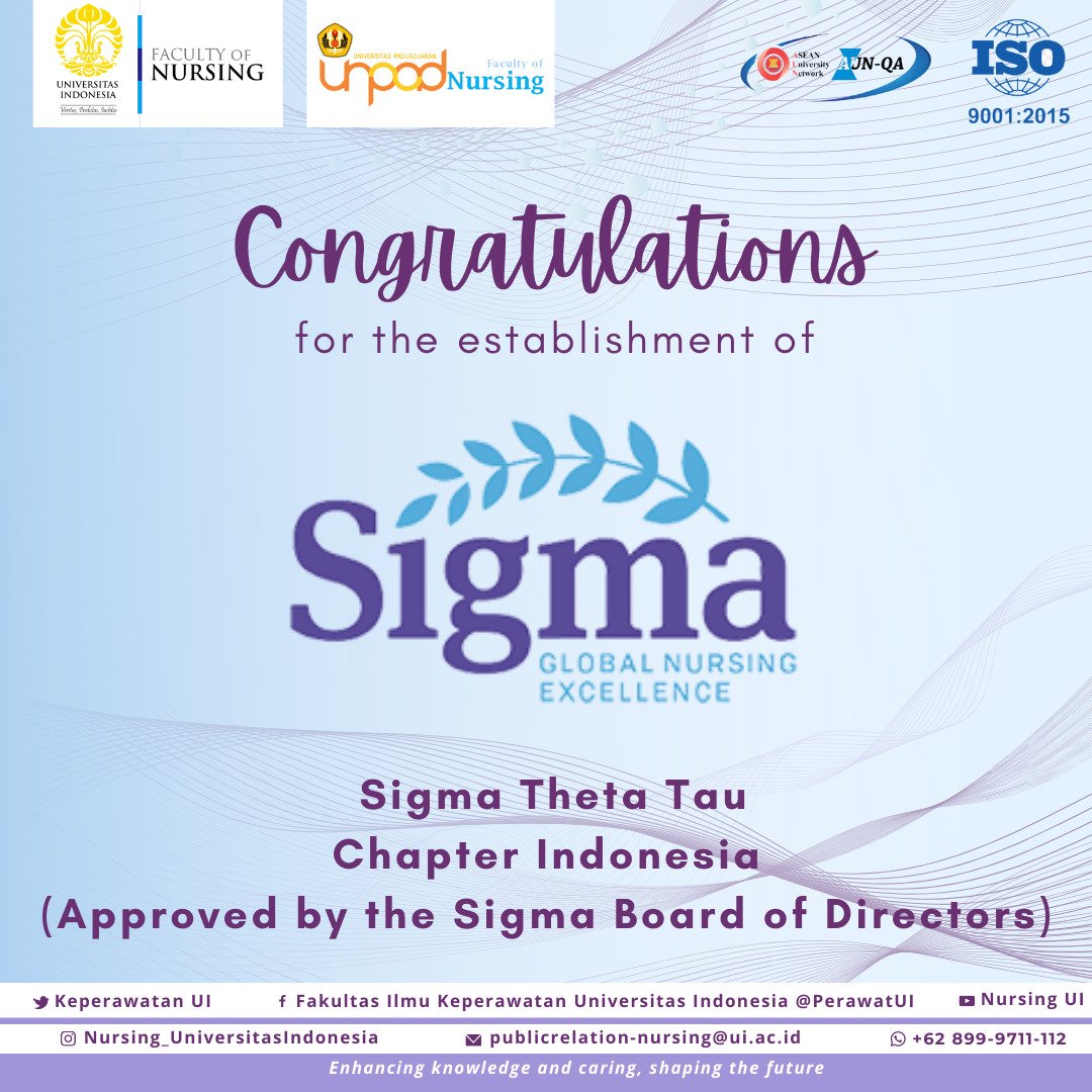 Selamat untuk berdirinya Sigma Theta Tau Chapter Indonesia (disetujui oleh the Sigma Board of Directors, USA). Kerjasama antara Fakultas Ilmu Keperawatan Universitas Indonesia dan Fakultas Keperawatan Universitas Padjadjaran

#KeperawatanUi
#NursingUi
#FikUi
#FonUi