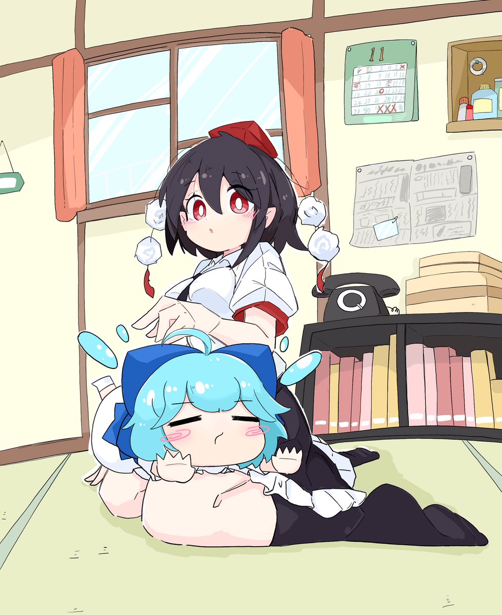 チルノ(東方Project) ,射命丸文 「文チルまとめ(霊夢も)置いとく 」|たったにのイラスト