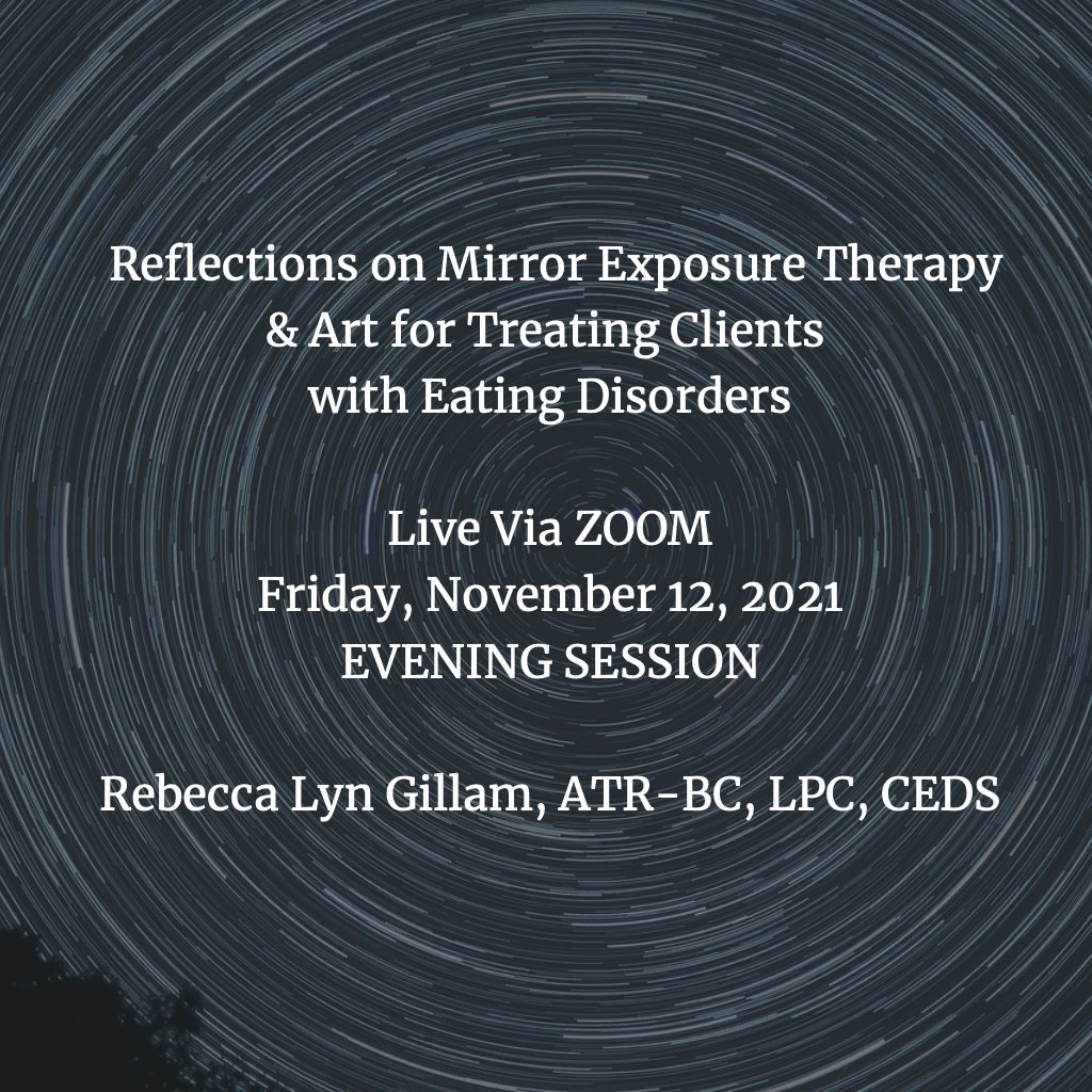 ETSummit's tweet photo. 11/12/21- Reflections on Mirror Exposure Therapy &amp; Art for Treating Clients with Eating Disorders 
 https://t.co/fubblOzoEe

#expressivetherapiessummit
#experessivetherapies
#arttherapy
#dancetherapy
#musictherapy
#dramatherapy
#poetrytherapy
#playtherapy https://t.co/2aZB2CQtKe