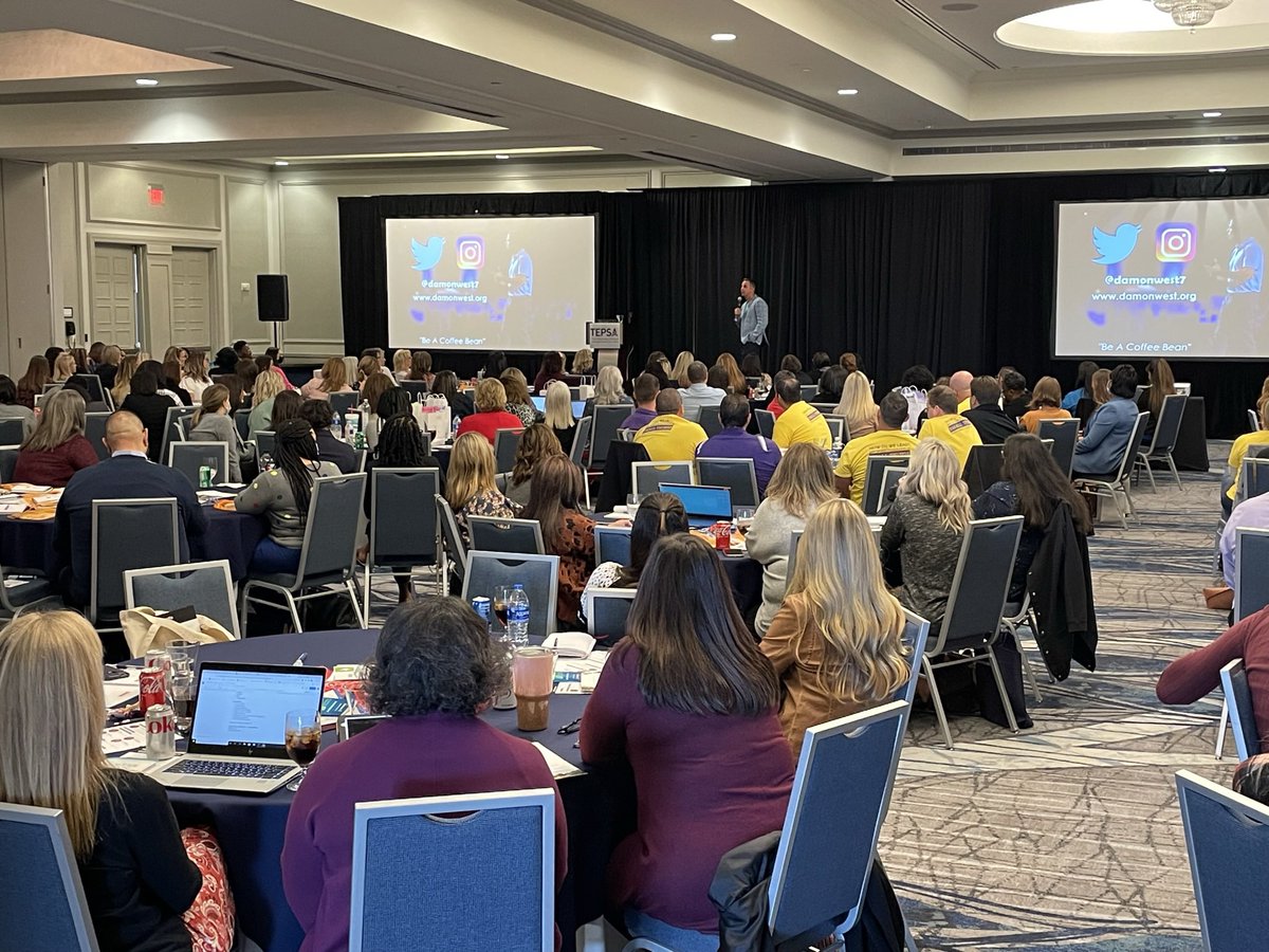 damonwest7's tweet photo. It’s not often I get to speak to a room full of elementary educators, administrators, principals and, even, some superintendents. Thank you, @TEPSAtalk , for the opportunity to keynote your Grow Conference. 
The Coffee Bean for Kids had a huge night in Texas. #WeLeadTexas https://t.co/ATFF6QrxFe