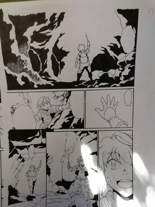 二度寝して今起きた。
今回のコミカライズは穴ポコに入ってる話なんでベタが多い。アシスタント泣かせだな。このあとの描き込みは作家泣かせだけど。岩の質感とか好きなんで😃 