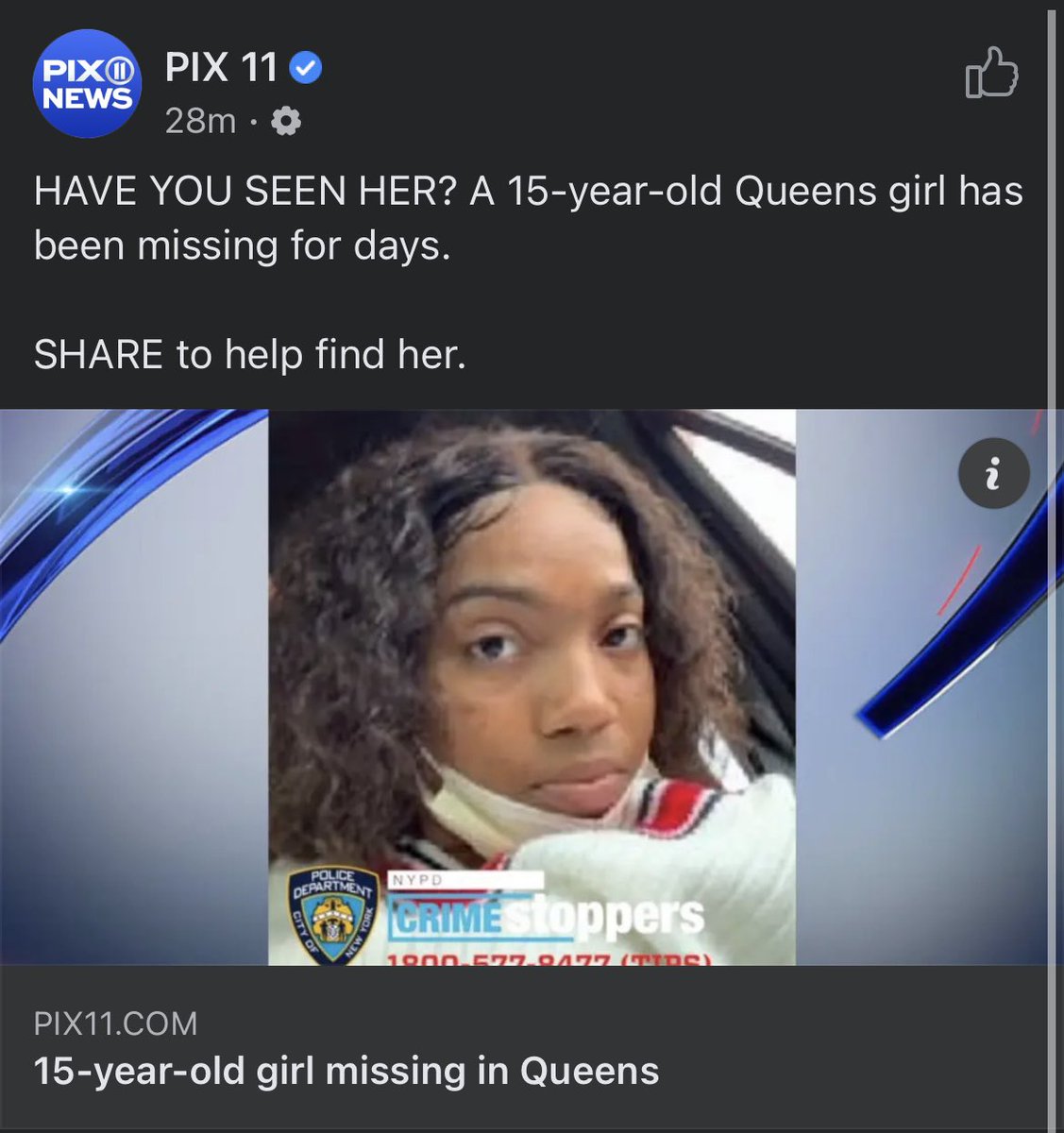 BlaQueResource's tweet photo. @PIX11News Jaeleen Easington was last seen at her Farmers Boulevard home near 119th Drive on Wednesday night, officials said. https://t.co/lOOuxnTkzt