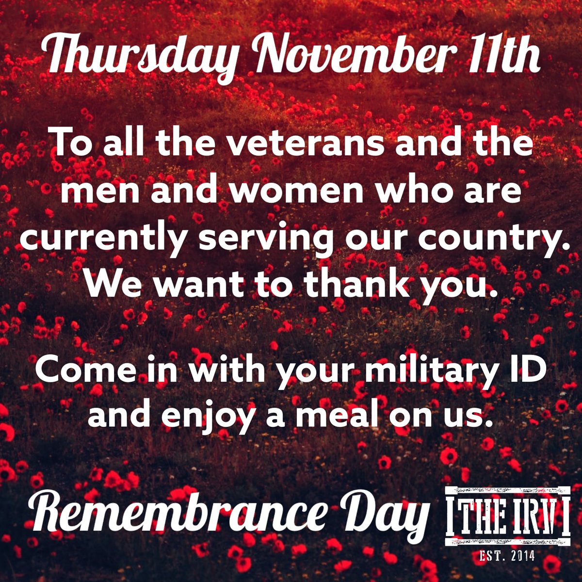 This Thursday.  Let’s honour the true leaders and the men and women who put this country first and never had a hidden agenda. We want to thank you in person. #RemembranceDay #theirv #thankyou #realleaders