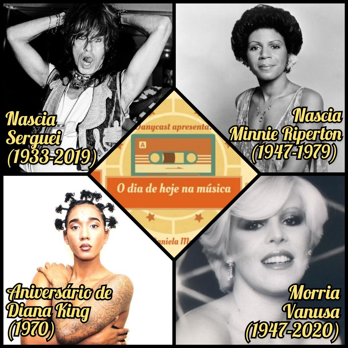 danielamonteiro's tweet photo. Edição 08 de novembro! 🎶
#danycast #thisdayinmusic #hojenamúsica #serguei #minnieriperton #dianaking #vanusa https://t.co/LJoe9xKJn2