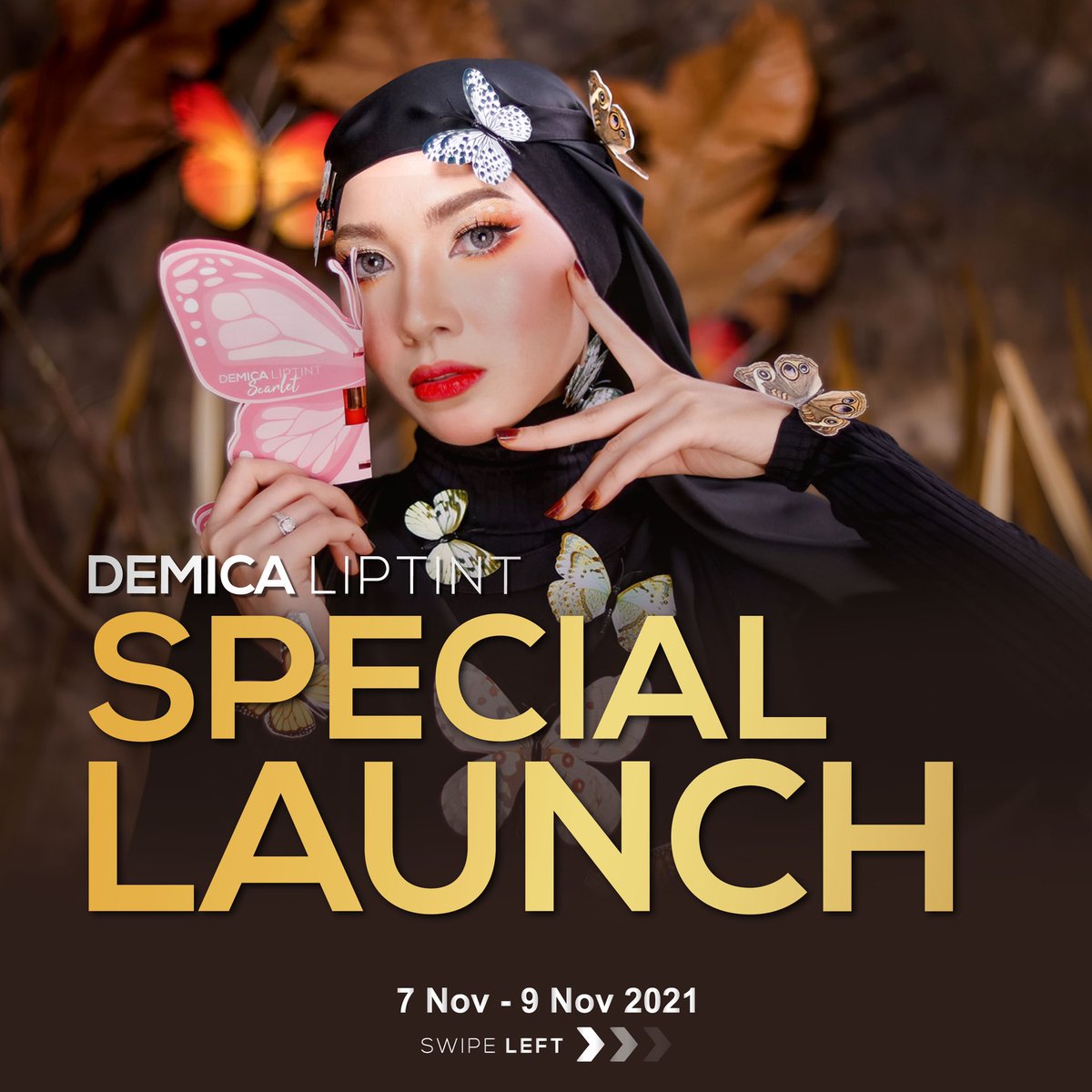demicabeautyhq's tweet photo. Promosi Launching #DemicaButterfly 🦋

Demi cantik ingat Demica. Ingat butterfly ingat Demica Liptint! Jangan lepaskan peluang untuk grab Harga Promosi #DemicaLiptint.

Jom sama² dapat bibir sihat berseri dengan Demica Liptint.

Promosi bermula dari 7-9 November 2021.

#Demica https://t.co/CqZsDngpmp