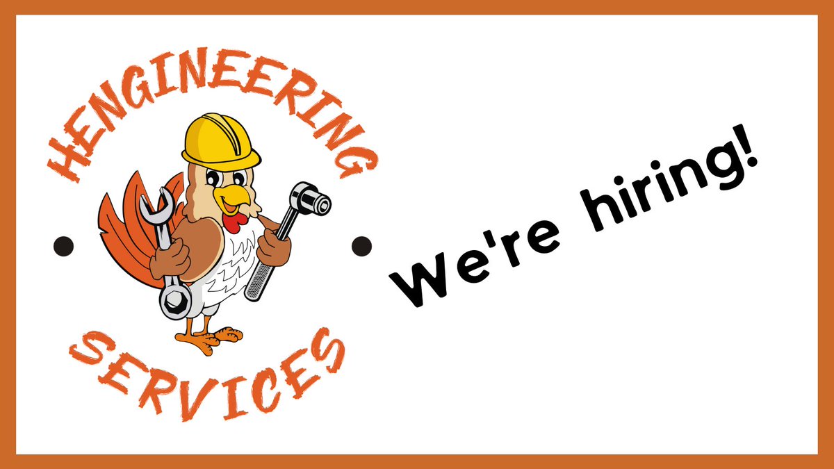 Could you be the next Hengineer?
You will have experience in Agricultural Engineering and will be keen to help us take Hengineering Services to the next level.
Apply or find out more: gordon@hengineeringservices.co.uk
Please RT

#JobVacancy #AgriculturalEngineer #Jobs #AgriJobs