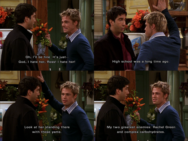 friends_quotes1's tweet photo. #Ross: Are you gonna be ok?
Will: Oh, I’ll be fine. It's just- God I hate her Ross! I hate her!
Ross: High school was a long time ago.
Will: Look at her standing there with those yams! My 2 greatest enemies: Rachel Green & complex carbohydrates. #Thanksgiving #TheOneWithTheRumor https://t.co/gahmhnXPn9