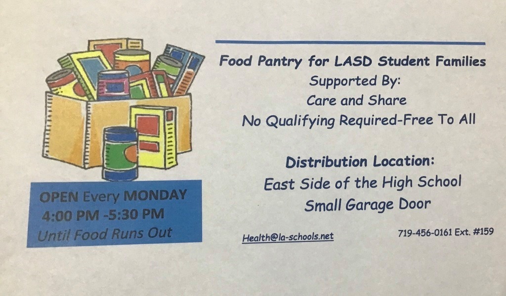 Las Animas Schools on Twitter "LASD Food Pantry open every Monday from 400 530 pm https//t