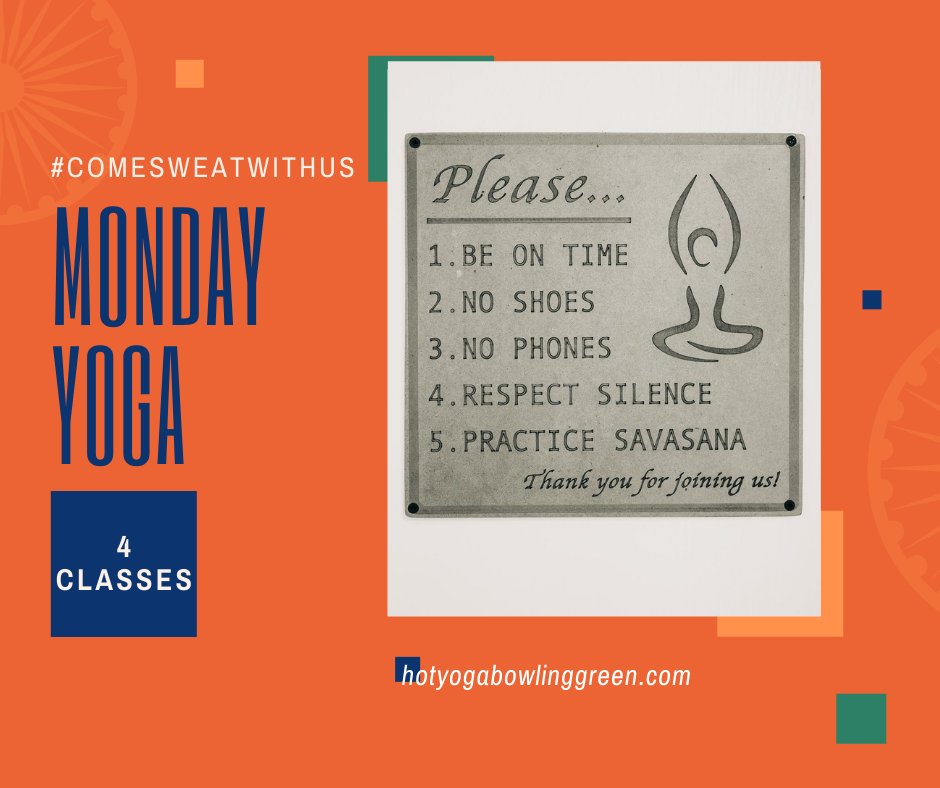 HotYogaBG1's tweet photo. Join us Monday, we have 4 classes:  6am with Andrea AF., 845am with Amy G., 430pm with Tyler F., and 630pm with Catherine W.  #comesweatwithus #yoga #yogaeveryday #goals #sundayyoga #yogafriendsrock https://t.co/T6XqWeCf5p