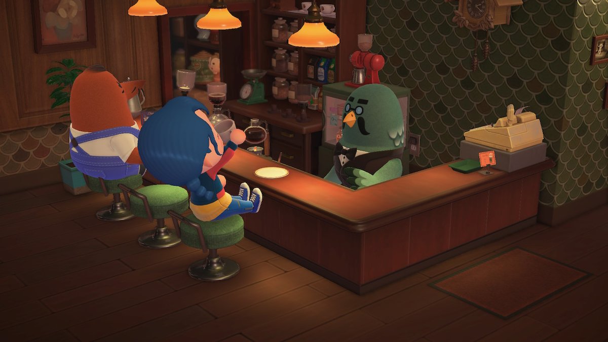 AcnhEsther's tweet photo. Qué delicia el café de #Figaro en la nueva cafeteria de #BlueIsland #AnimalCrossing #ACNH #NintendoSwitch https://t.co/zwqgarg9J9