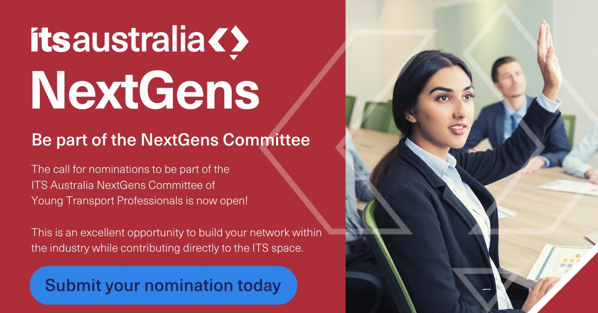 ITS_AUSTRALIA's tweet photo. The call for nominations to be part of the ITS Australia NextGens 2022 committee is now open!

The ITS NextGens connect and provide opportunities for young professionals by promoting knowledge sharing and networking.

Nominations close 21 November 2021.

https://t.co/g9A8cu62ZS https://t.co/XzzA9CuWXx