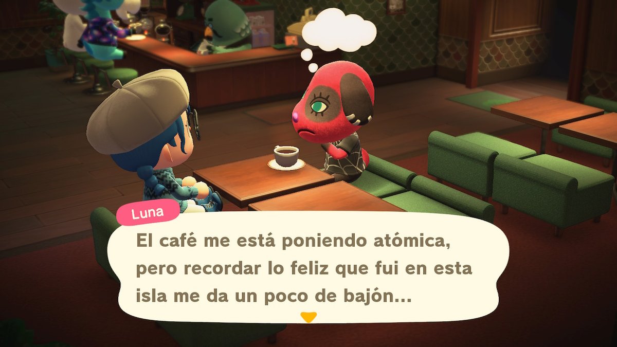 AcnhEsther's tweet photo. Invité a Luna una antigua vecina y amiga a tomar cafe a #BlueIsland y nos pusimos ñoñas jejeje #AnimalCrossing #ACNH #NintendoSwitch https://t.co/ZU6w1MDRzM
