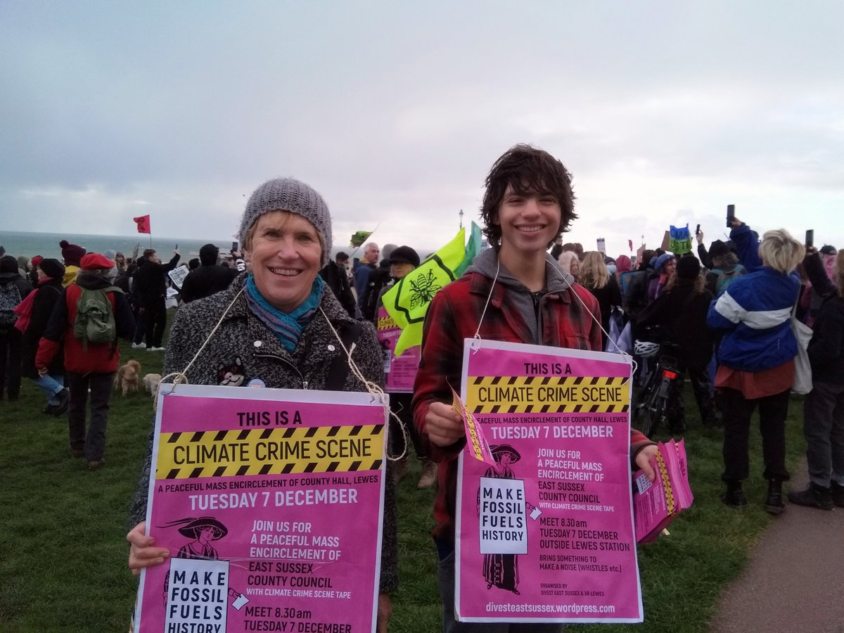 We had a good time at yesterday's <a href="/COP26Brighton/">COP26 Coalition Brighton</a> climate demo, including spreading the word about the upcoming encirclement of <a href="/EastSussexCC/">East Sussex County Council</a> with climate crime scene tape on 7 Dec: tinyurl.com/climatecrimesc…. It’s time to #StopFundingFossilFuels !