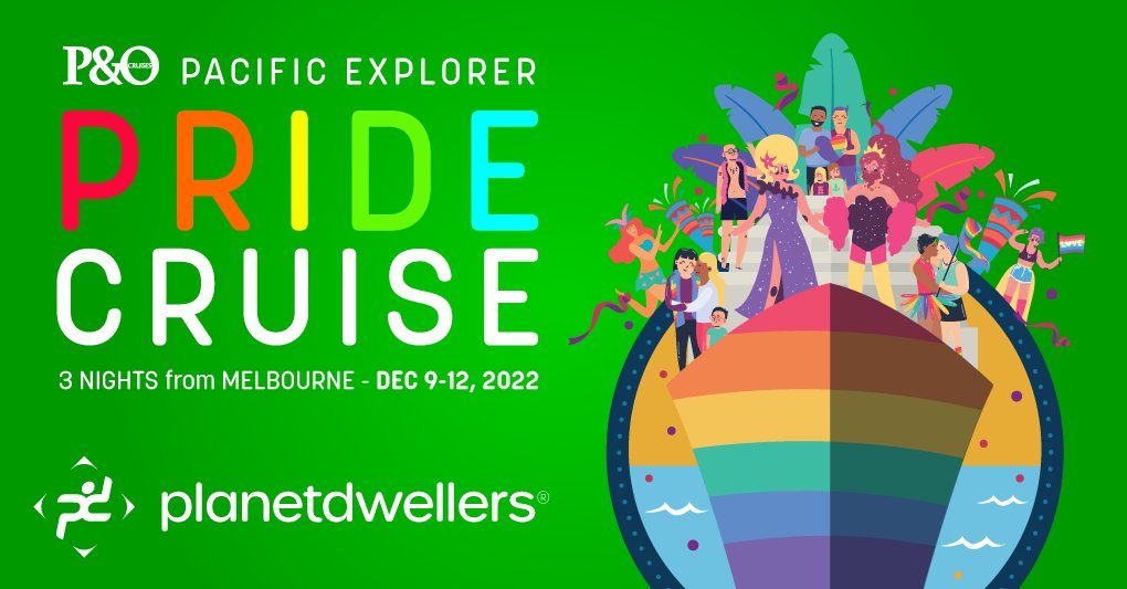 Planetdwellers's tweet photo. Excited to announce the new P&amp;O Pride Cruise leaving from Melbourne for a 3 night weekend getaway from 9th Dec 2022.
Join us and book today.
#gaytravel #gaytravelagency #gaytours #rainbowfamilies
#allonboard #melbourne #lgbt

https://t.co/wcrPxGl4Hu https://t.co/MmSmZZDu5a