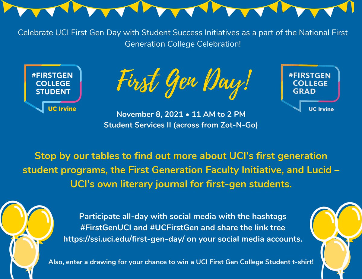 DrTayloriaAdams's tweet image. Excited for First Gen Day happening tomorrow! #FirstGenUCI #UCFirstGen