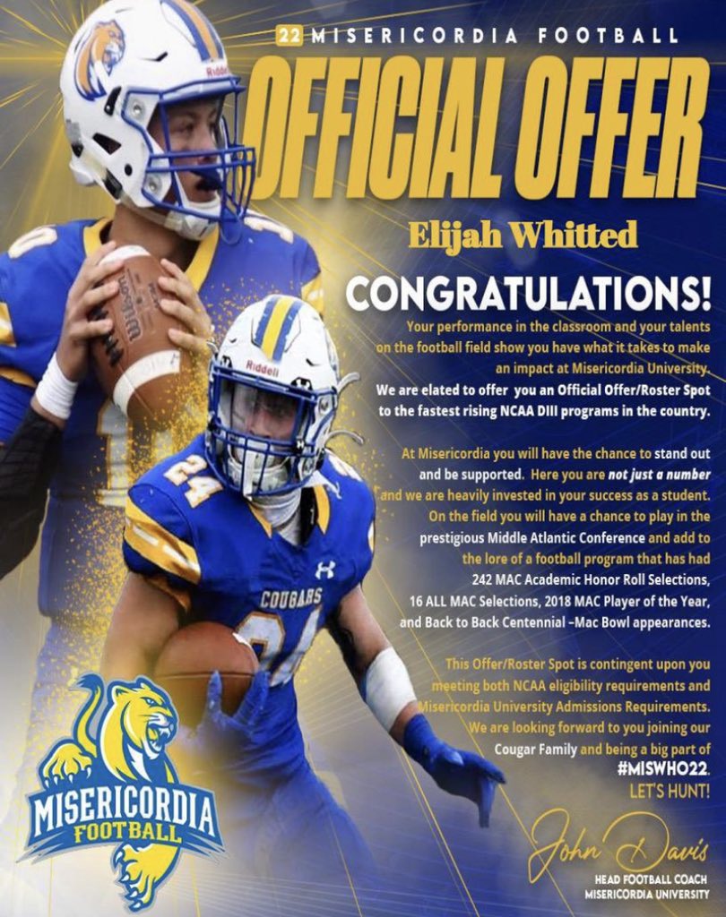 bagwayeli's tweet photo. I am blessed to receive an offer from Misericordia university @MrKleanKutVA @coachporterWR https://t.co/DOiGdfSz29