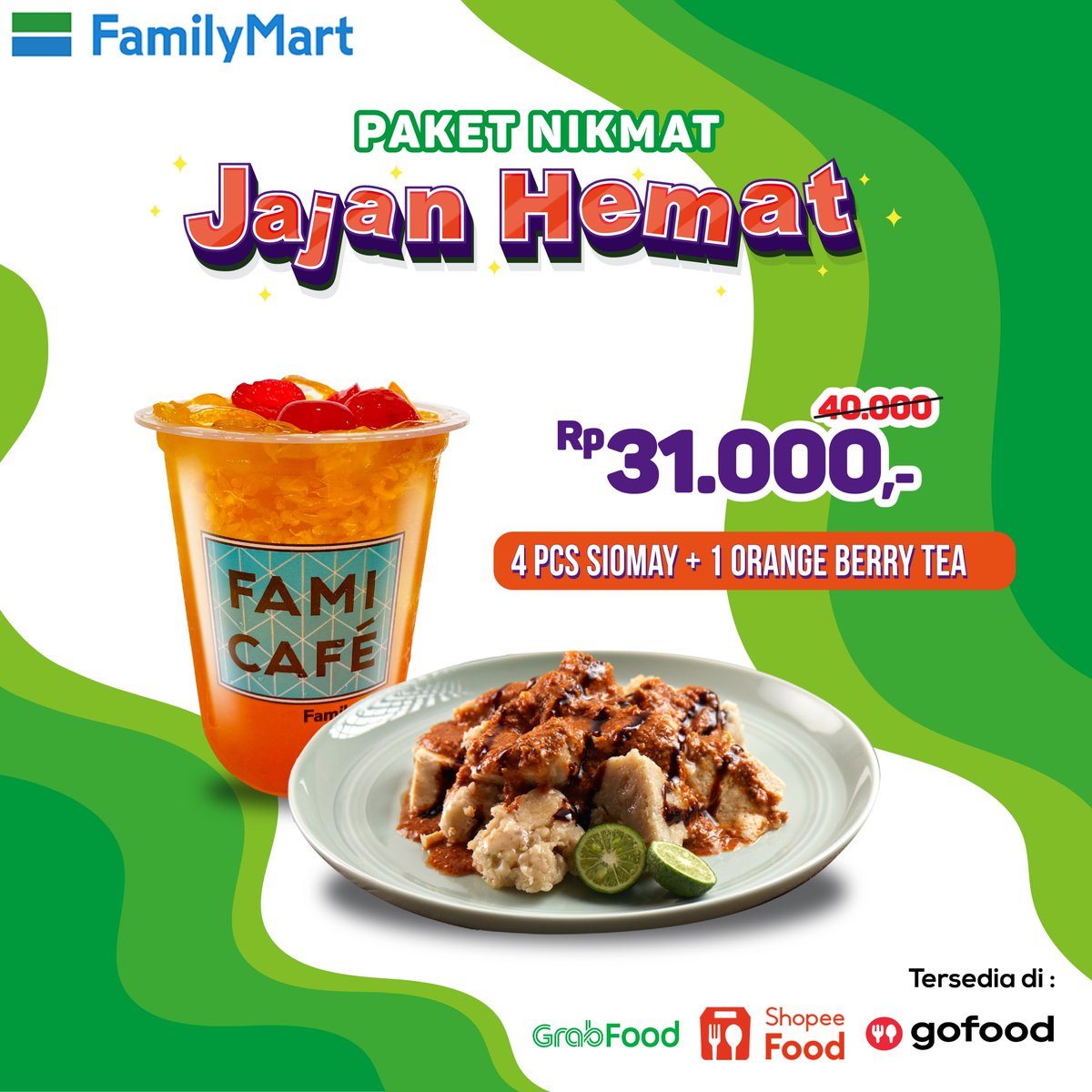 FamilyMart_ID's tweet photo. Jajan Hemat di FamilyMart yuks.....
Paket 4pcs Siomay + 1 cup Orange Berry Tea hanya 31K.
Kamu bisa order di @grabfoodid @gofoodindonesia @shopeefood_id.
Periode promo sampai 30 Nov.2021
#famima #pakethemat #jajanan #siomay #orangeseries https://t.co/kW1sxrjtWL