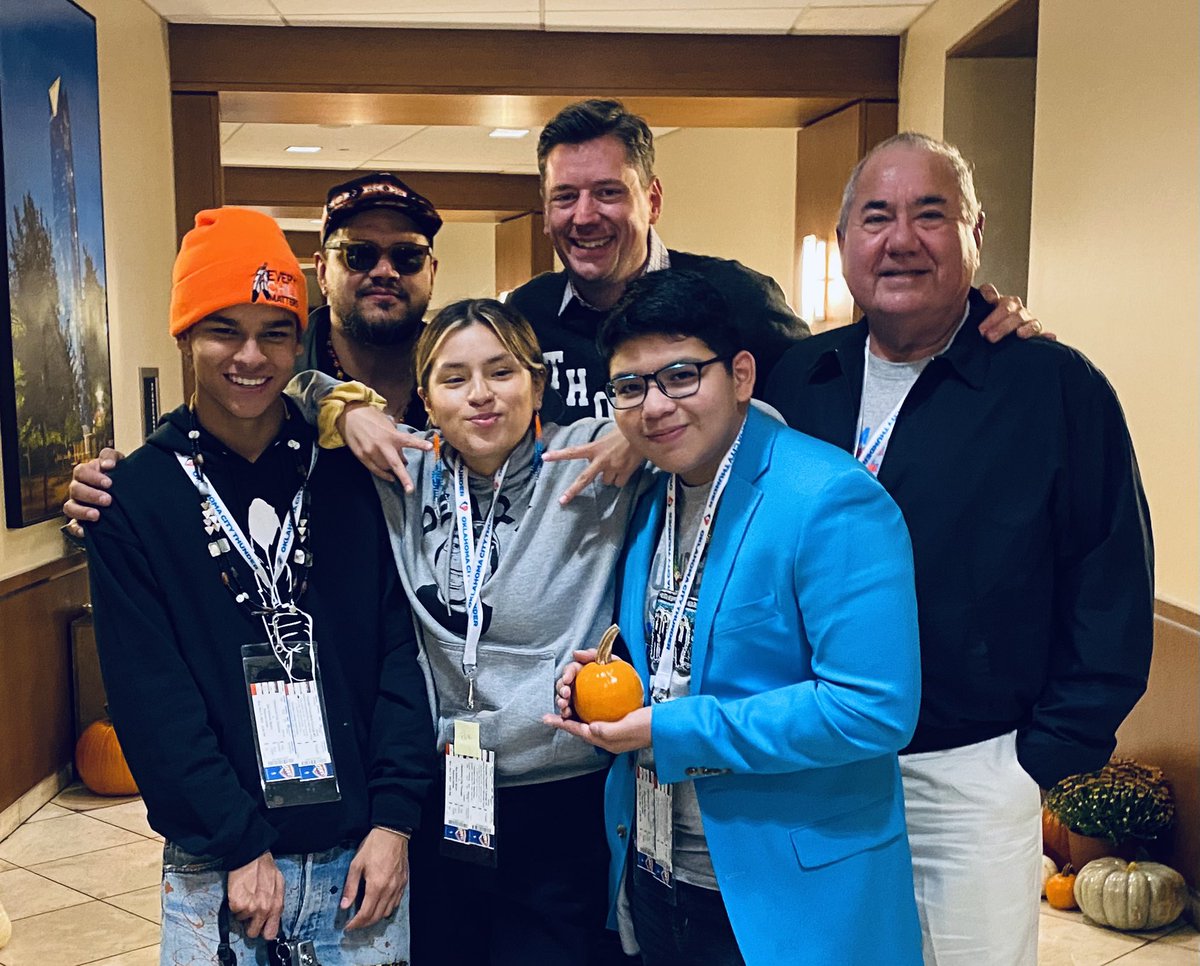 Reservation Dogs are in the house!  

(And my Chief as well - <a href="/Osagenation/">Osage Nation</a> Chief Standing Bear)

It’s Native American Heritage Night at the Thunder game!   #1OKC