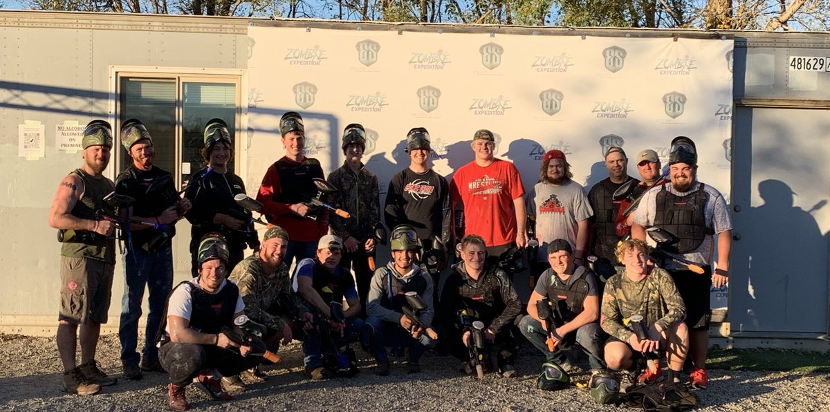 CoachEch_'s tweet photo. Tons of laughs, a few bruises, and maybe a little cheating.. Awesome Sunday playing paintball with our seniors. 

#AWGAWN #PantherPride https://t.co/2j2tNUSYf2