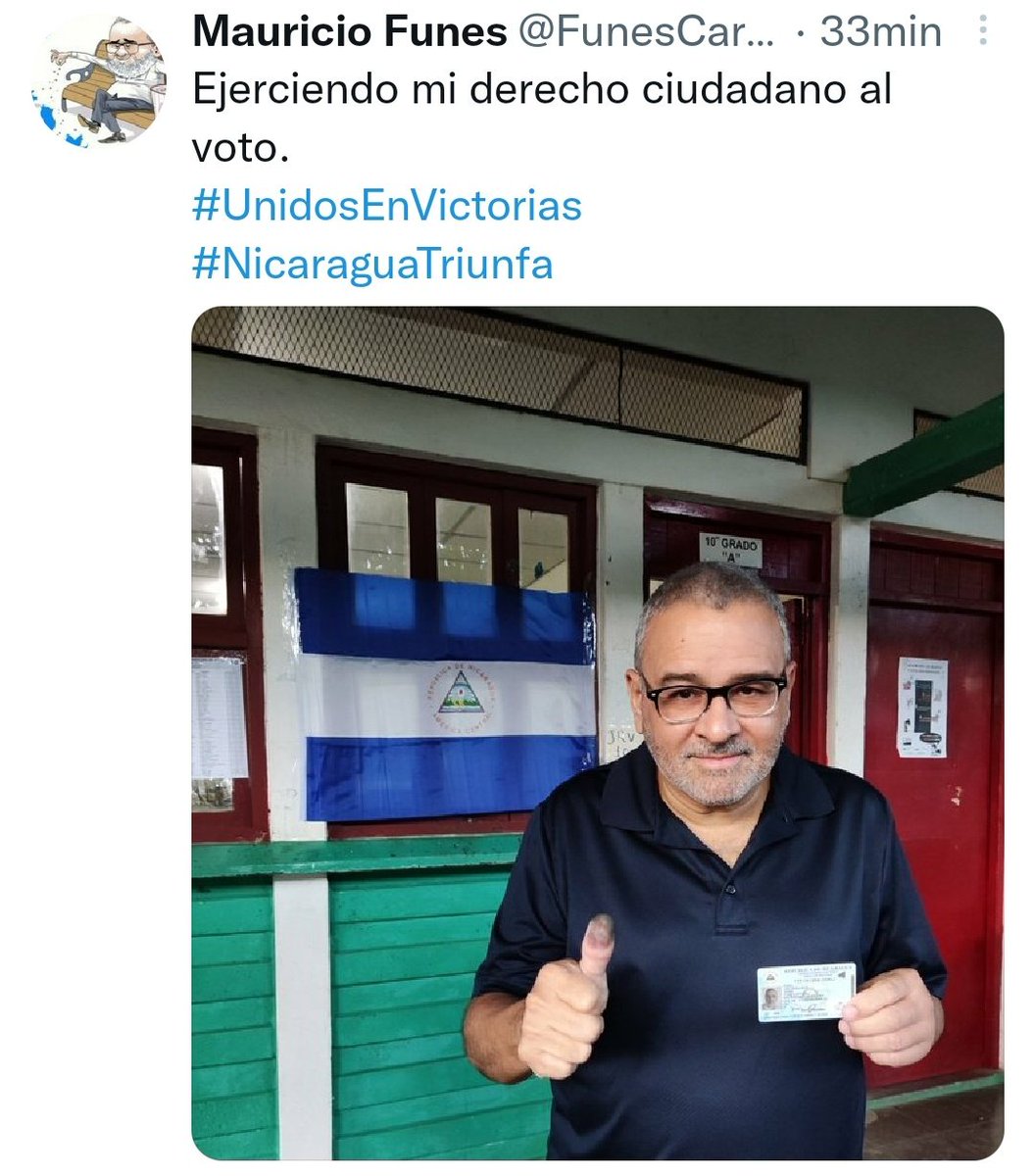 100noticiastv's tweet photo. #LoÚltimo El prófugo de la justicia Mauricio Funes vota por Daniel Ortega en #Nicaragua https://t.co/c5dRYgSiMV https://t.co/ZQi3AuuUfp