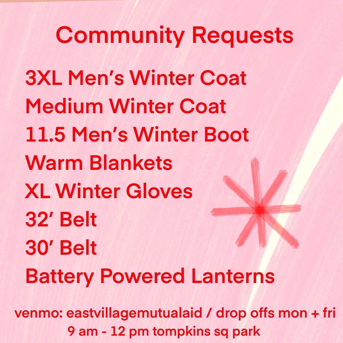 OccupyWallStNYC's tweet photo. Mutual aid requests from the community of unhoused comrades in and around #tompkinssquare in the #eastvillage. #Solidarity https://t.co/0gxxJRB114