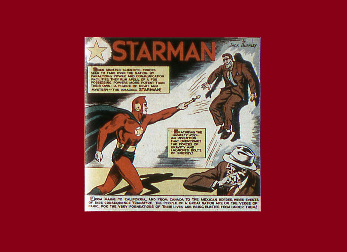 DignityJsa's tweet photo. #JSA - The 🌟#Starman 🌟, #TedKnight!  Adventure Comics #61. Starman Ted Knight combats "sinister forces [that] seek to take over the nation by paralyzing #power and #communications facilities" with Woody Allen alerting Ted Knight help is needed! Introducing the #GravityRod 💫 https://t.co/emXcFAifZ3