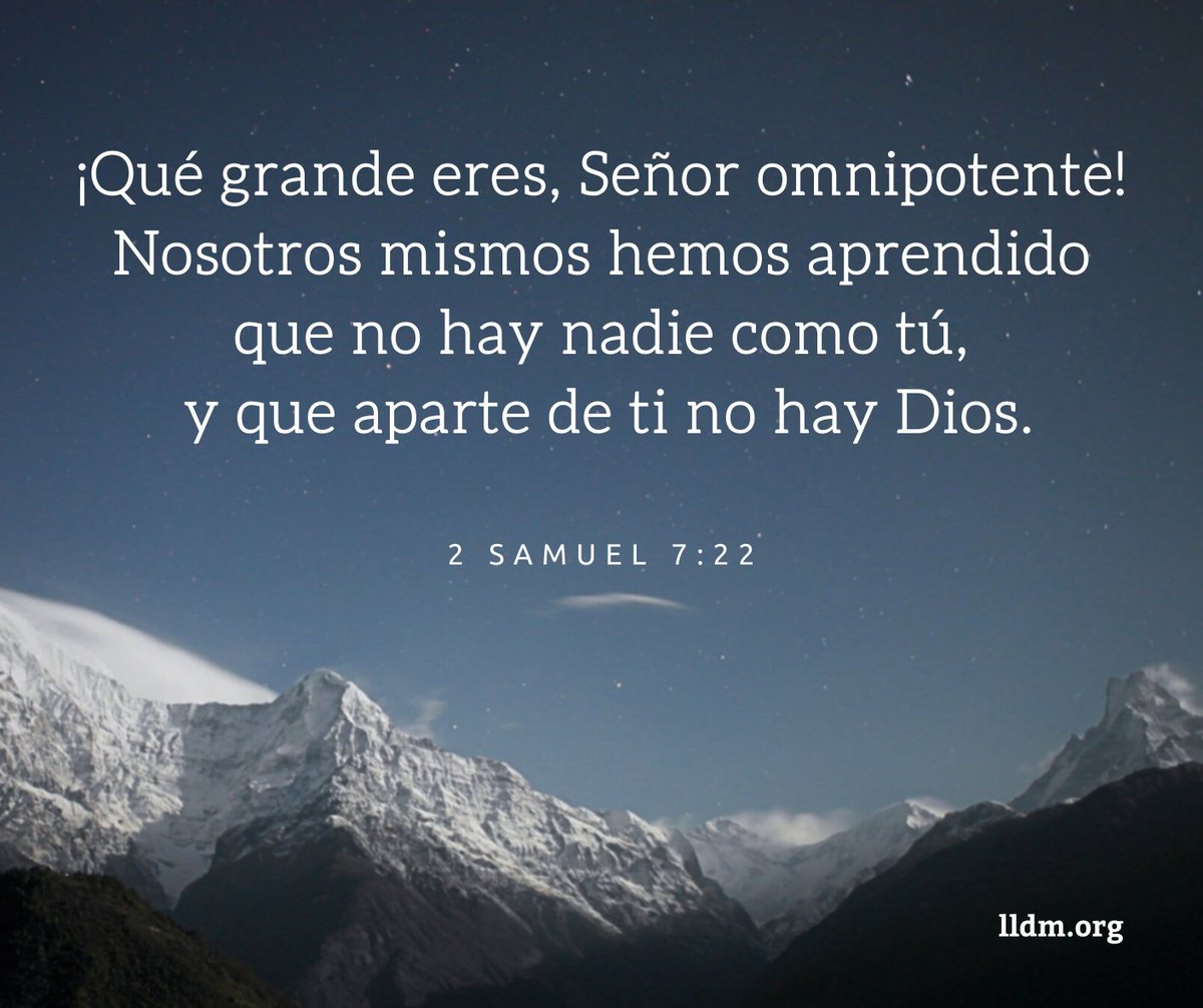 iglesialldm's tweet photo. ¡Qué grande eres, Señor omnipotente! Nosotros mismos hemos aprendido que no hay nadie como tú, y que aparte de ti no hay Dios.
2 Samuel 7:22
#contodomiser
#elamornosune https://t.co/3aLSXEl2FE