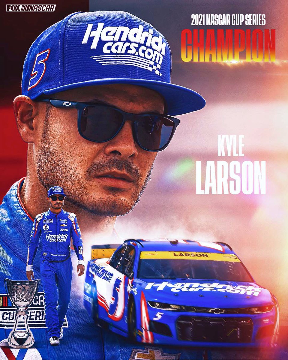 NASCARONFOX's tweet photo. Kyle Larson is a NASCAR Cup Series champion! https://t.co/pvWsGIWB98