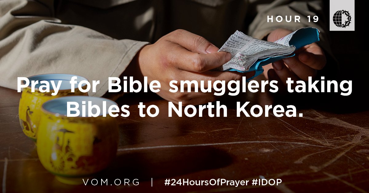 VOM_USA's tweet photo. Pray for Bible smugglers taking Bibles to North Korea. Transporting these Bibles is dangerous, but the North Koreans who receive them are grateful to know that God is alive and that He loves them. #24HoursOfPrayer #IDOP https://t.co/lp5PY91j6s