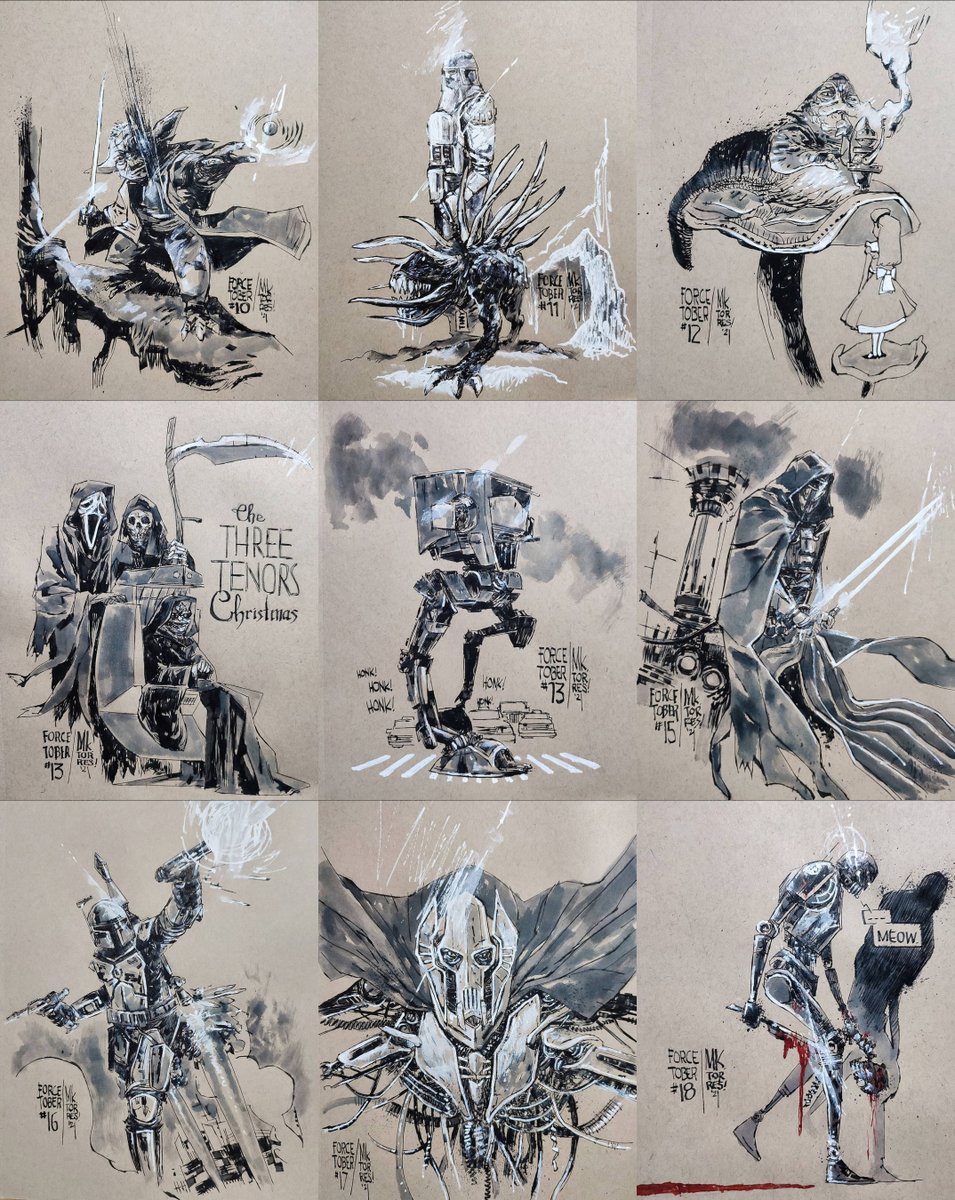 towersmarked's tweet photo. Revisited FORCETOBER after a week closing the book. Thanks to everyone who expressed interest in the pieces, decided to hold on to them for now. Probably be doing some open-themed doodles that'll be available for purchase, soon. Cheers!
#starwars #inktober #inktober2021 https://t.co/Mh26xq90Sc
