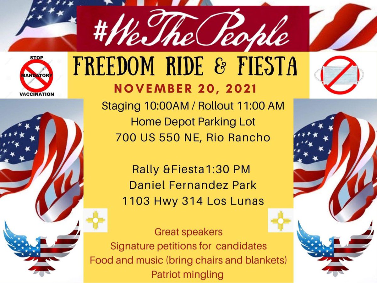sajmay28's tweet photo. Freedom Ride & Fiesta November 20 #newmexico #fightfor505 #NoMandates https://t.co/yZBzM8dq79