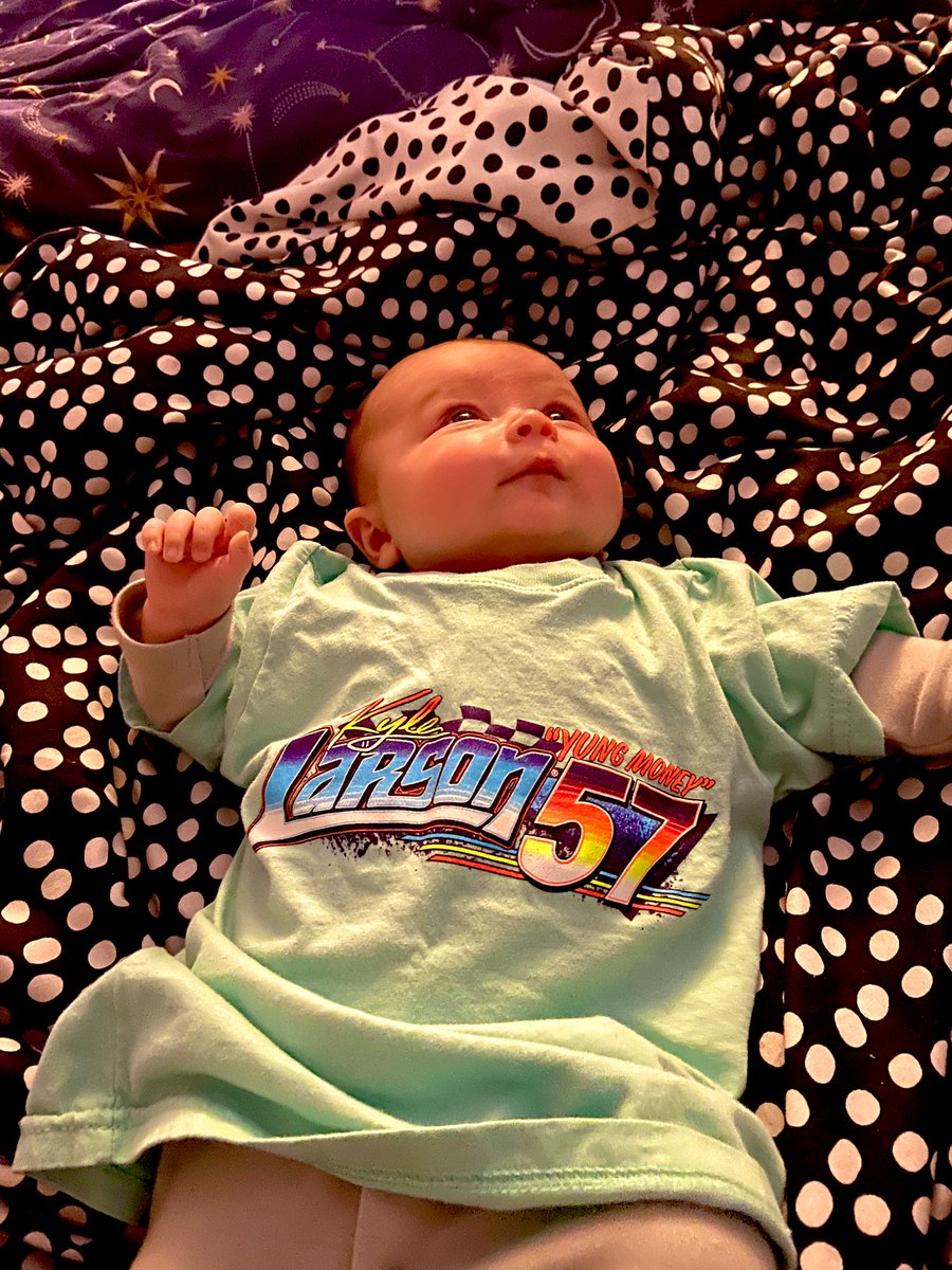 RiggMiss's tweet photo. She may only be 10 weeks old but she knows who the best in the world is @KyleLarsonRacin 🤙🏼#NASCARPlayoffs #KyleLarson #TheBestInTheWorld https://t.co/gUfCOUbkyE