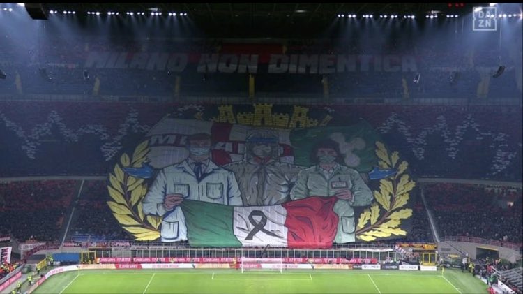 In questo Paese, dove ci sono poca memoria e poca riconoscenza, la coreografia della curva rossonera che omaggia medici paramedici e personale impegnato nel contrasto alla pandemia è stata un segnale significativo. C’è luce in fondo al tunnel 👏