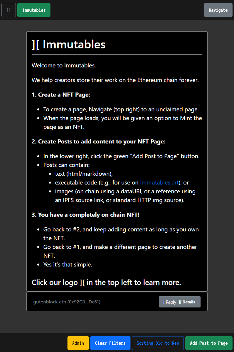 _immutables's tweet photo. Personalize your Immutables Page with CSS styling.

When composing a Post in your Page, set the Tag to "style" and add custom CSS to override the default theme. https://t.co/oGX1XH93SZ